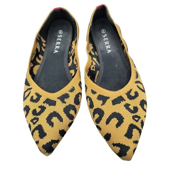 Serra Shoes - Serra Women's Size 8 Slip On Ladies Recycled Material Flats Shoes Leopard